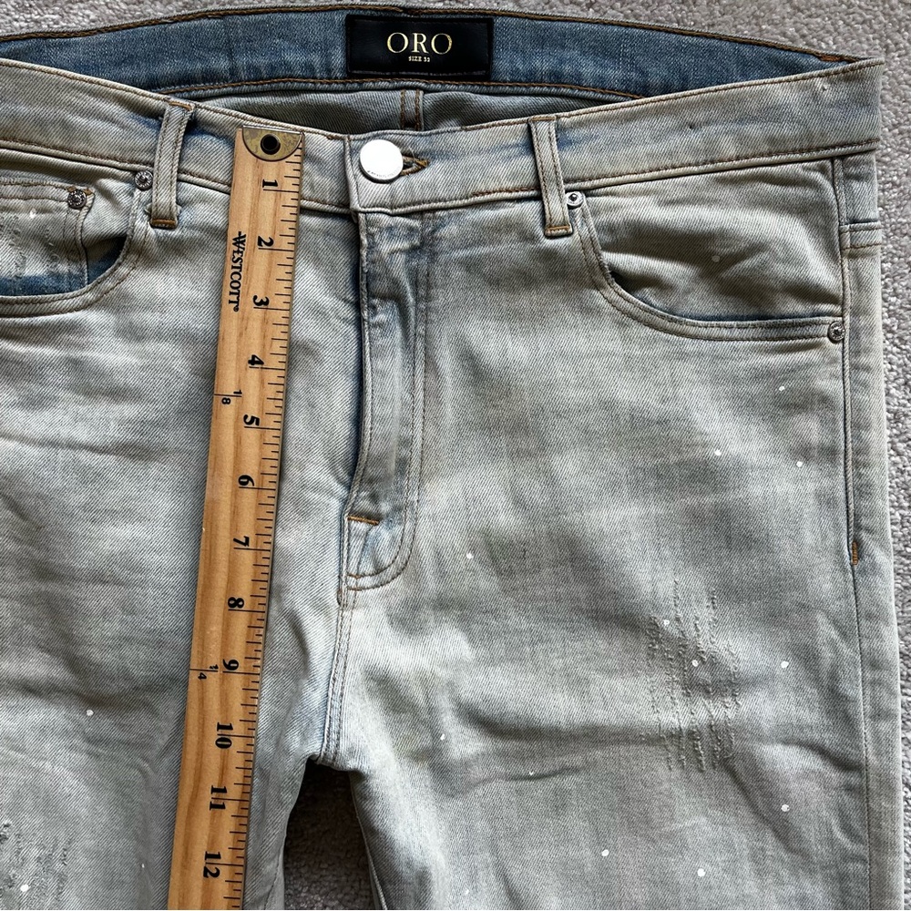 ORO LOS ANGELES PAINT SPLATTER DISTRESSED KNEE JEANS MENS SIZE - Picture 7 of 10